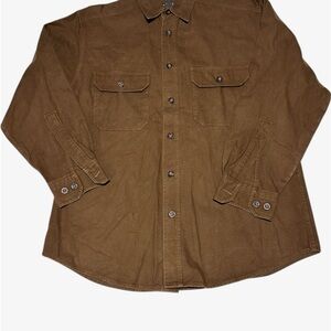 Woolrich Heavy Cotton Button Up Chore Work Shirt Men’s Size M Tan